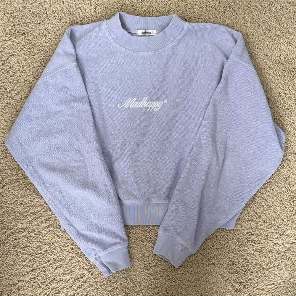 Madhappy Lavender Cropped Crewneck Sweater